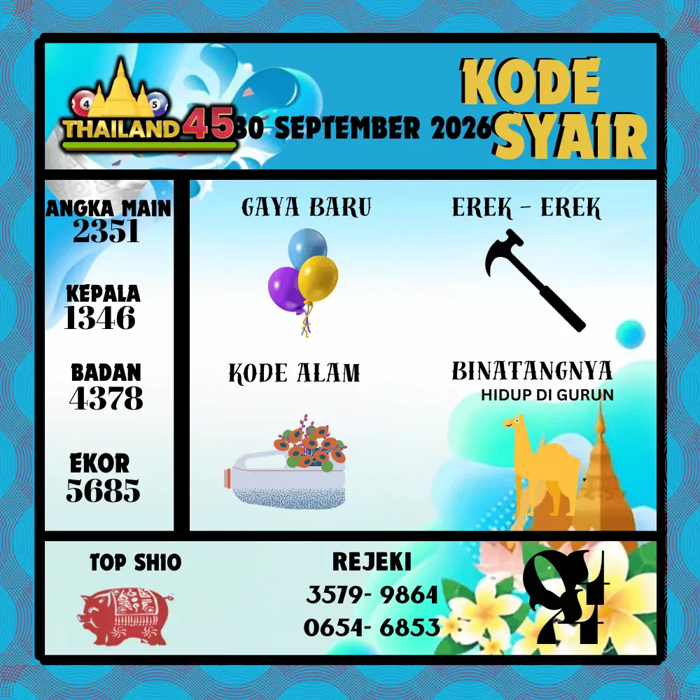 Kode Syair Thailand45  Pools - September 2026
