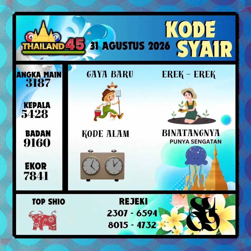 Kode Syair Thailand45  Pools - Agustus 2026

