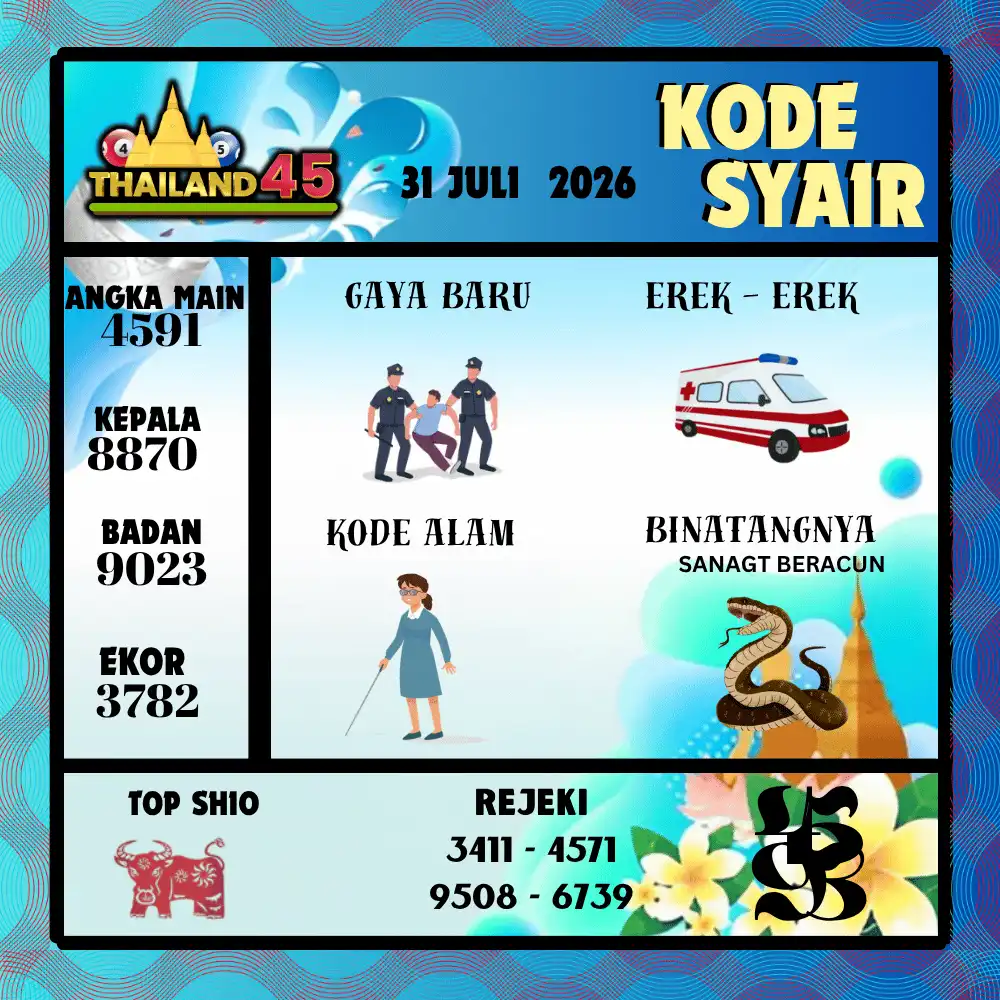 Kode Syair Thailand45  Pools - Juli 2026
