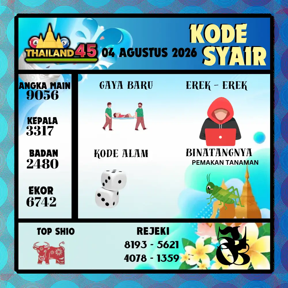 Kode Syair Thailand45  Pools - Agustus 2026
