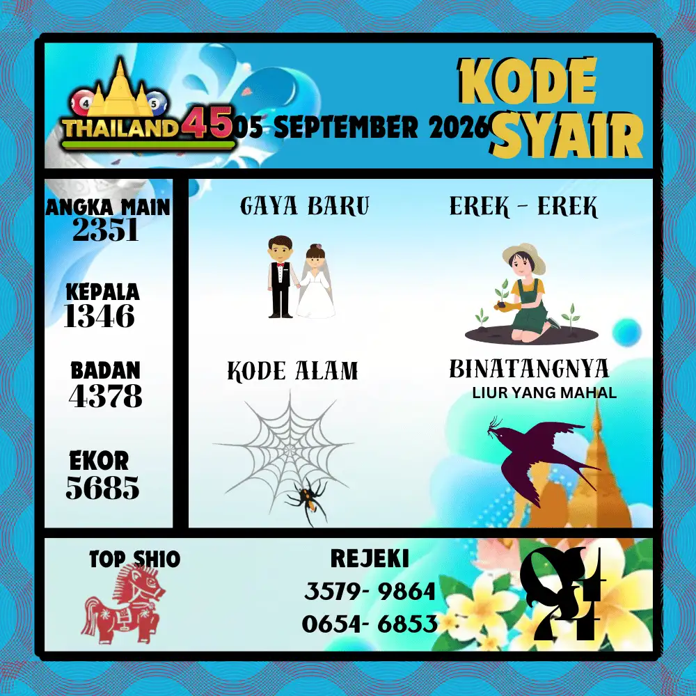 Kode Syair Thailand45  Pools - September 2026
