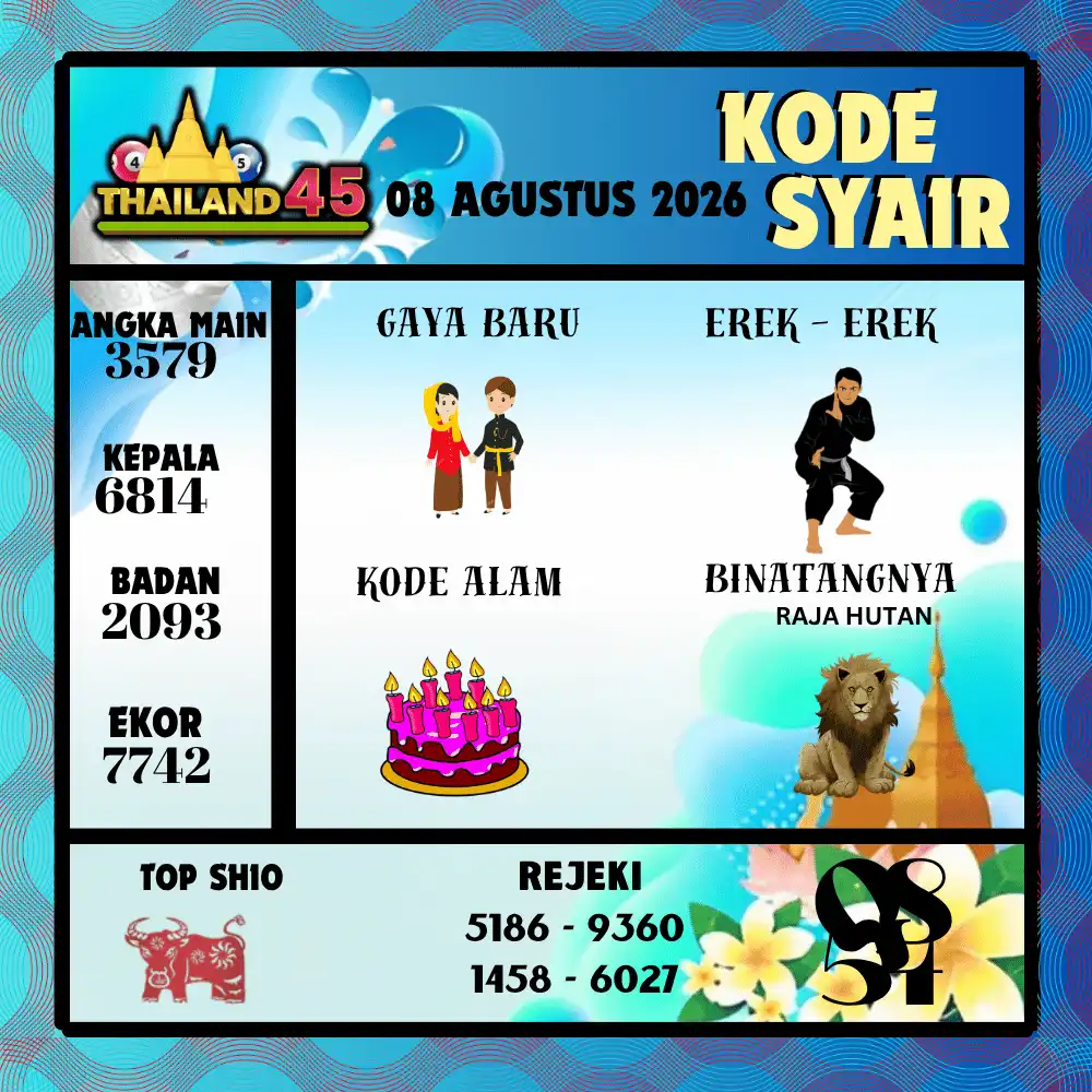 Kode Syair Thailand45  Pools - Agustus 2026
