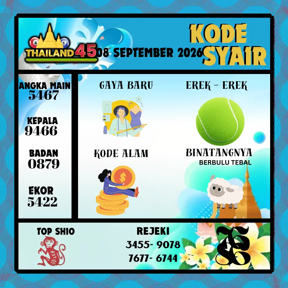Kode Syair Thailand45  Pools - September 2026
