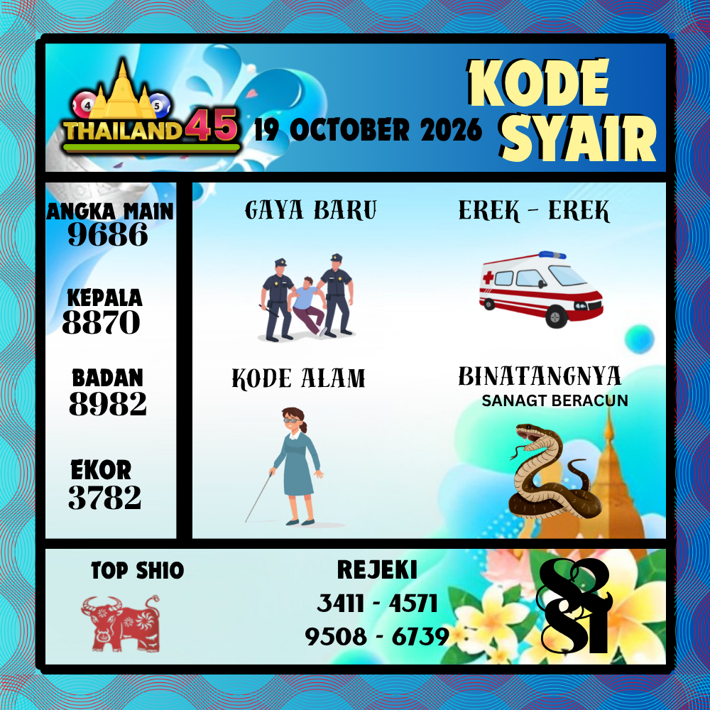 Kode Syair Thailand45 Pools 19 Oktober 2026