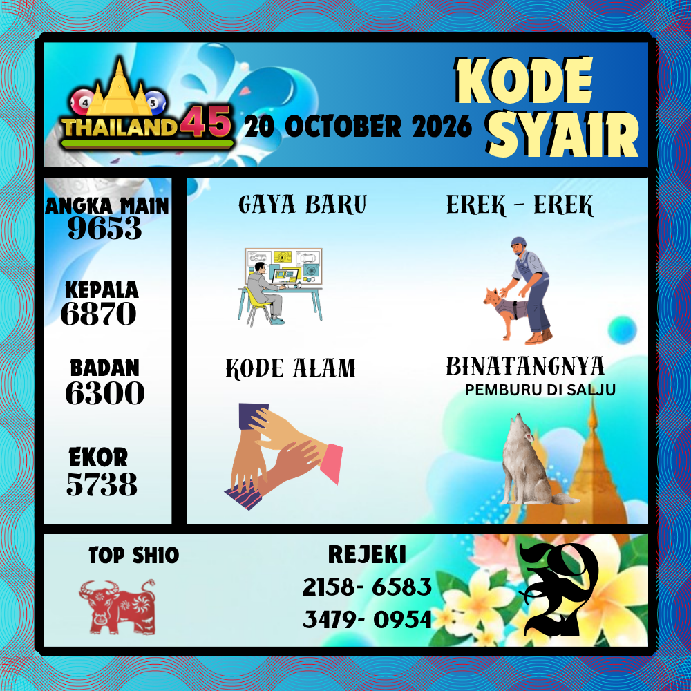 Kode Syair Thailand45 Pools 20 Oktober 2026