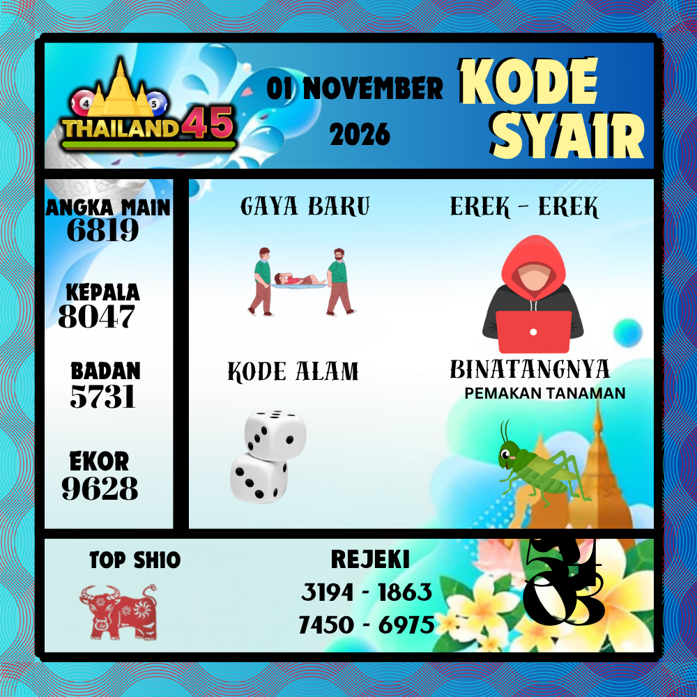 Kode Syair Thailand45 Pools 01 November 2026